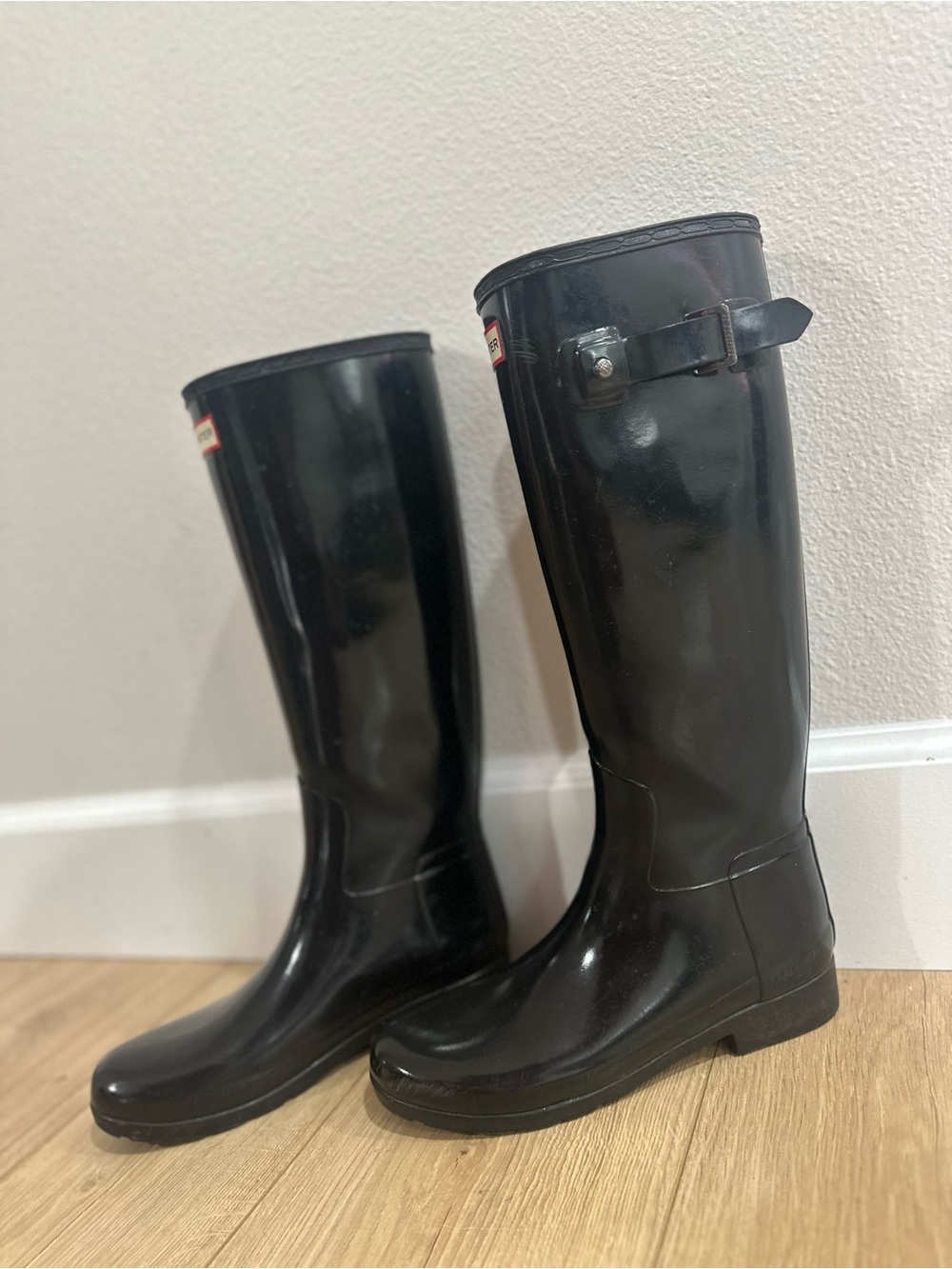 Hunter Gloss Black Knee-High Rain Boots - Picture 4 of 10